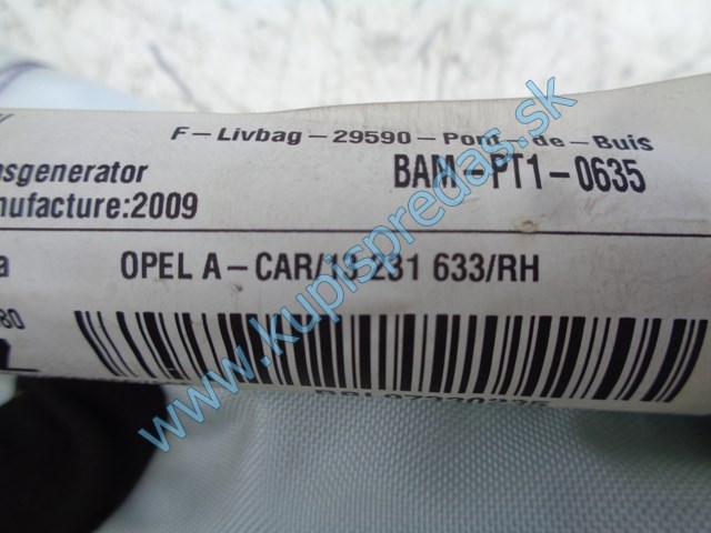 pravý strešný airbag na opel zafiru B, 13231633